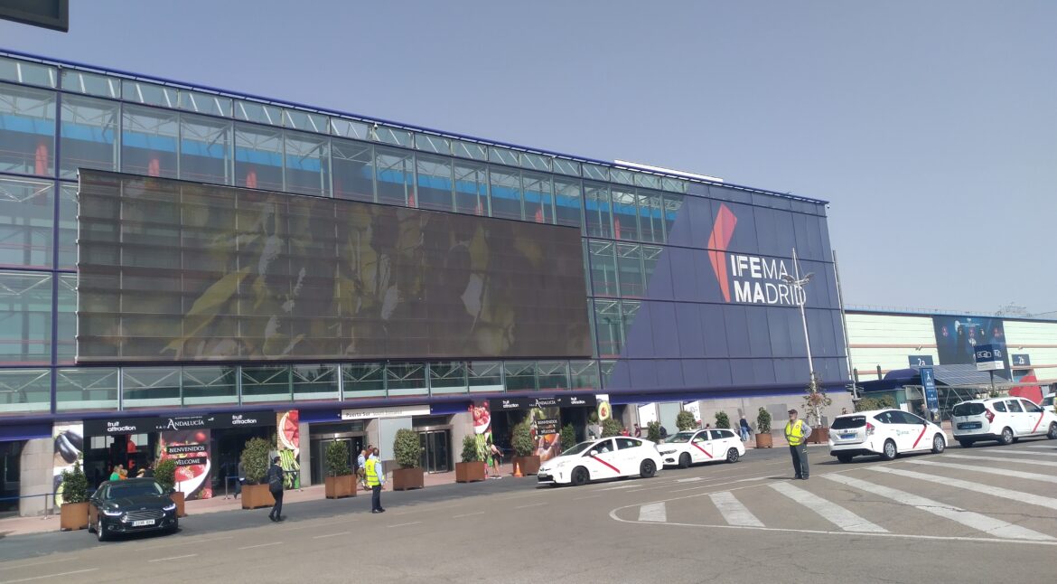 Facade of main entrance of IFEMA Madrid exhibition center during Fruitlogistica 2022